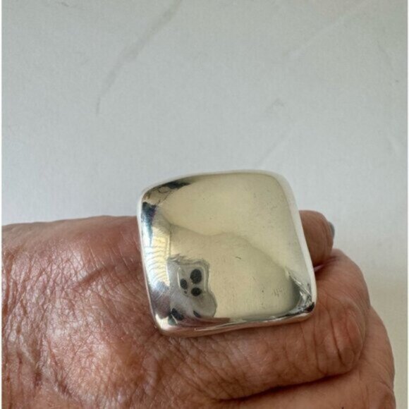 E&L Israel Sterling Silver Electroform Statement Square Ring Sz. 8 - Picture 12 of 14